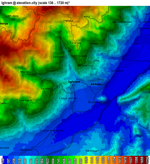 Zoom OUT 2x Ighram, Algeria elevation map