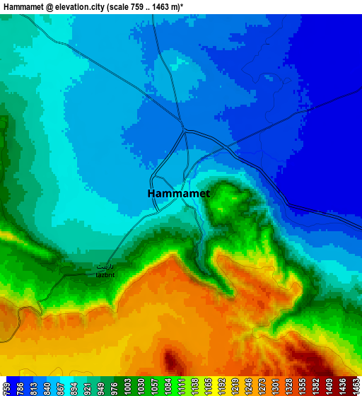 Zoom OUT 2x Hammamet, Algeria elevation map