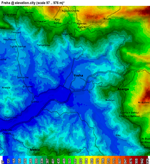 Zoom OUT 2x Freha, Algeria elevation map