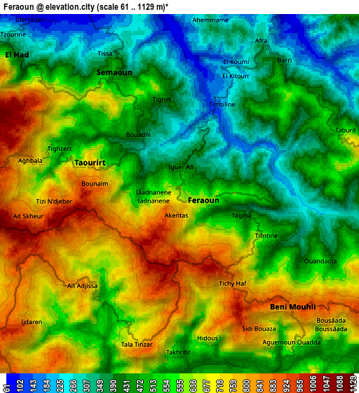 Zoom OUT 2x Feraoun, Algeria elevation map