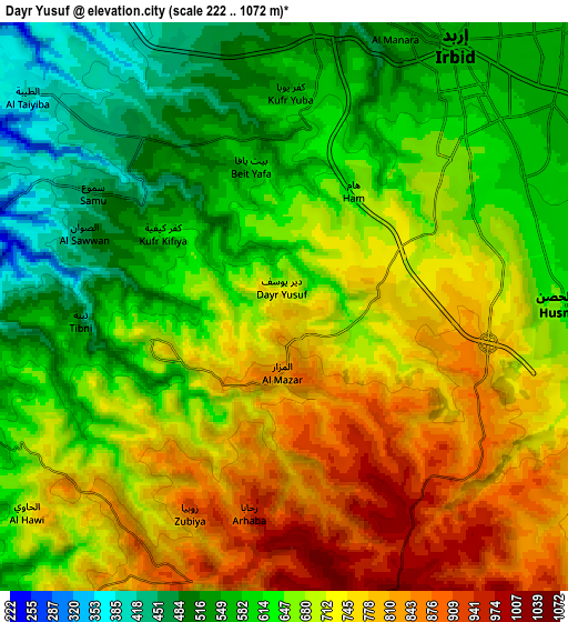 Zoom OUT 2x Dayr Yūsuf, Jordan elevation map