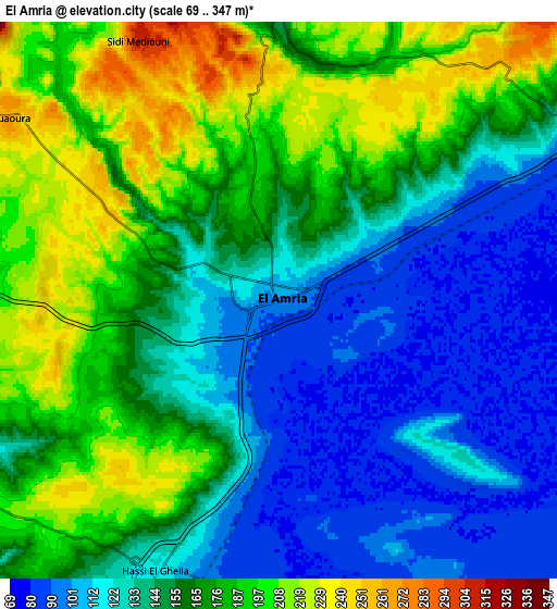 Zoom OUT 2x El Amria, Algeria elevation map