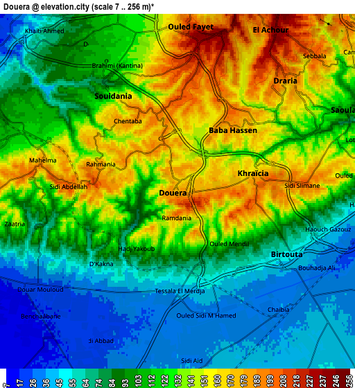 Zoom OUT 2x Douera, Algeria elevation map