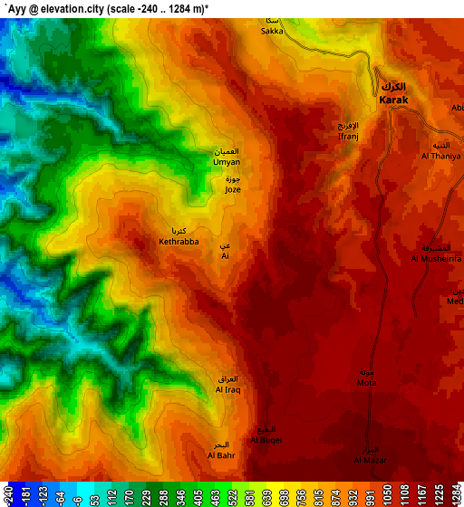 Zoom OUT 2x ‘Ayy, Jordan elevation map