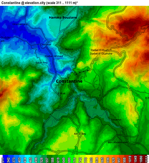 Zoom OUT 2x Constantine, Algeria elevation map