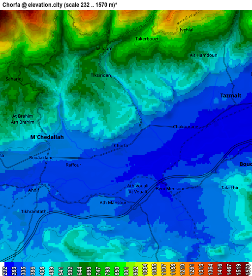 Zoom OUT 2x Chorfa, Algeria elevation map