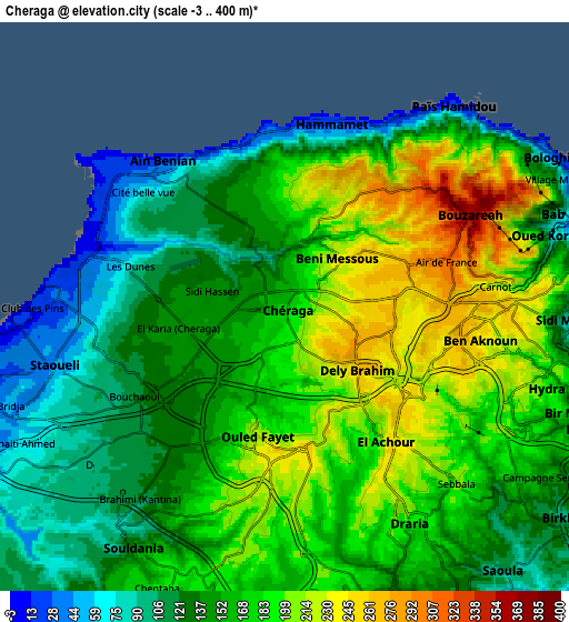 Zoom OUT 2x Cheraga, Algeria elevation map