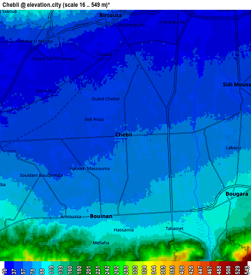 Zoom OUT 2x Chebli, Algeria elevation map