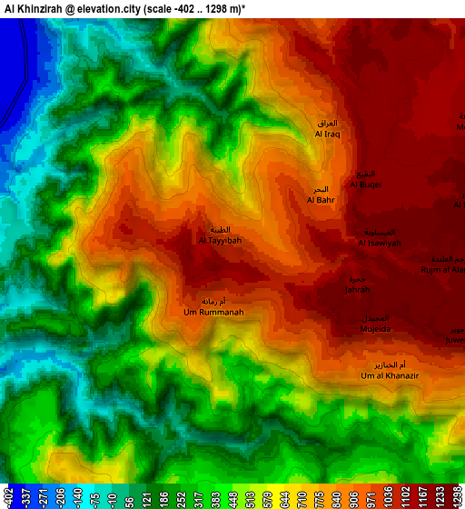 Zoom OUT 2x Al Khinzīrah, Jordan elevation map