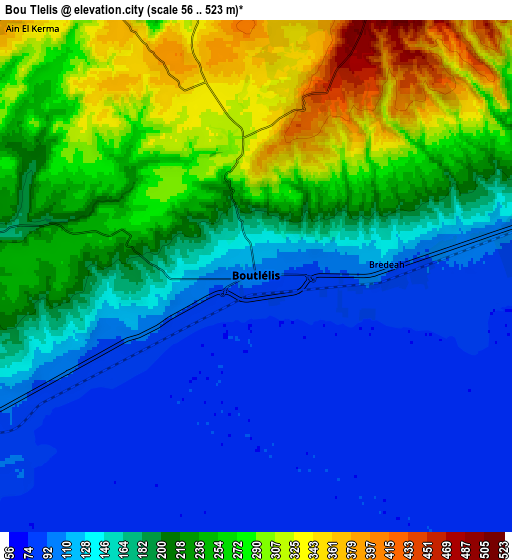 Zoom OUT 2x Bou Tlelis, Algeria elevation map