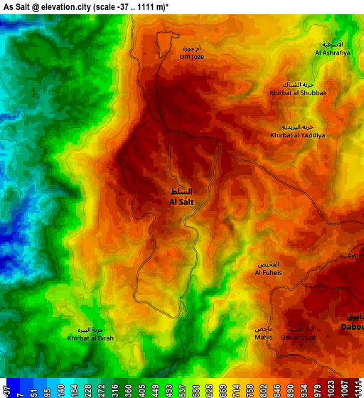 Zoom OUT 2x As Salţ, Jordan elevation map
