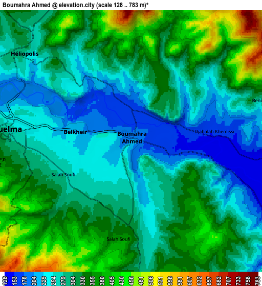 Zoom OUT 2x Boumahra Ahmed, Algeria elevation map