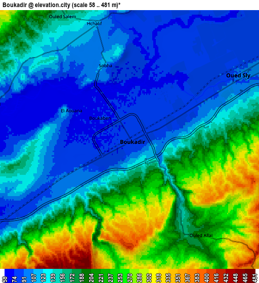 Zoom OUT 2x Boukadir, Algeria elevation map