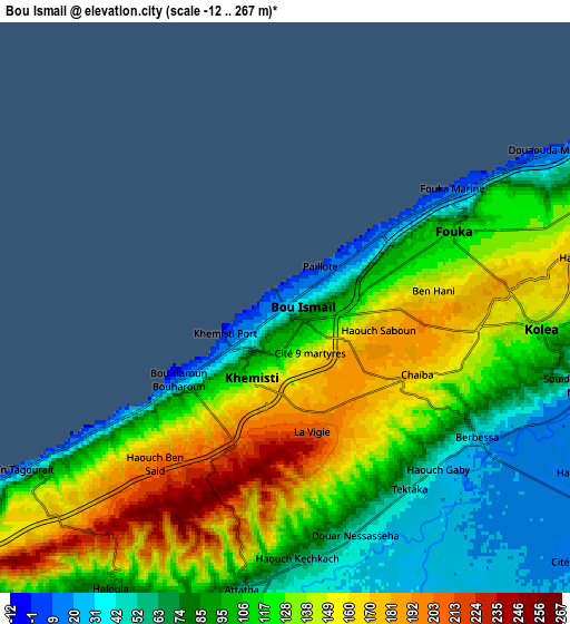 Zoom OUT 2x Bou Ismaïl, Algeria elevation map