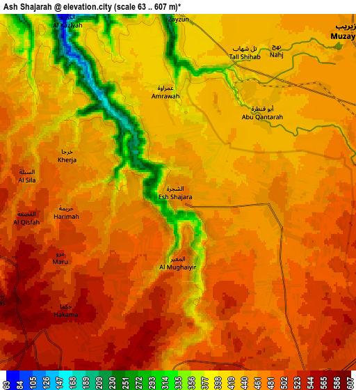 Zoom OUT 2x Ash Shajarah, Jordan elevation map