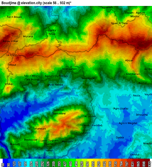 Zoom OUT 2x Boudjima, Algeria elevation map