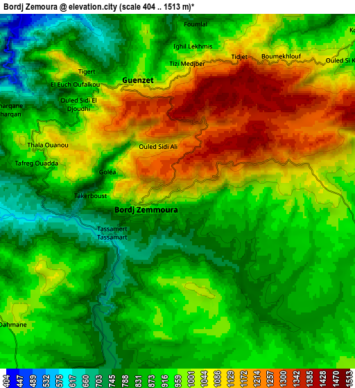 Zoom OUT 2x Bordj Zemoura, Algeria elevation map