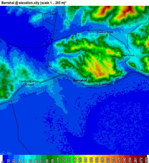 Zoom OUT 2x Berrahal, Algeria elevation map