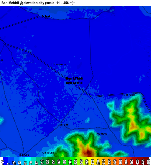 Zoom OUT 2x Ben Mehidi, Algeria elevation map