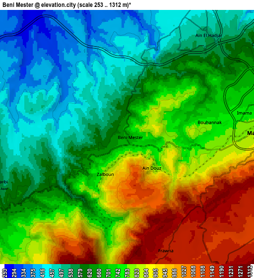 Zoom OUT 2x Beni Mester, Algeria elevation map