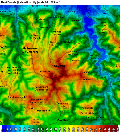 Zoom OUT 2x Beni Douala, Algeria elevation map