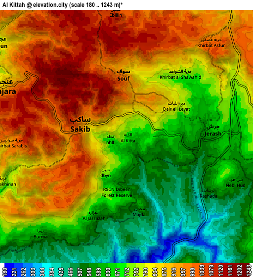 Zoom OUT 2x Al Kittah, Jordan elevation map