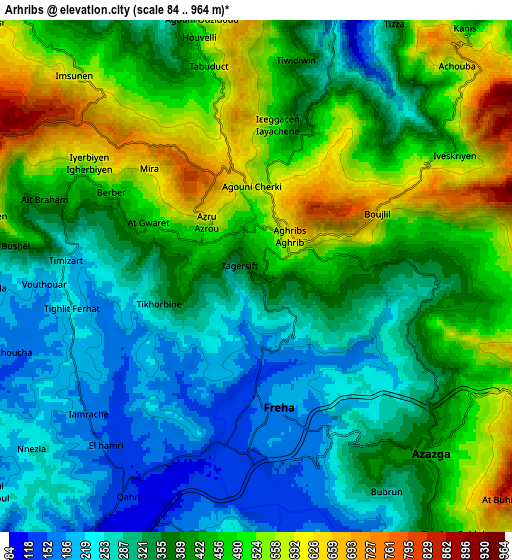 Zoom OUT 2x Arhribs, Algeria elevation map