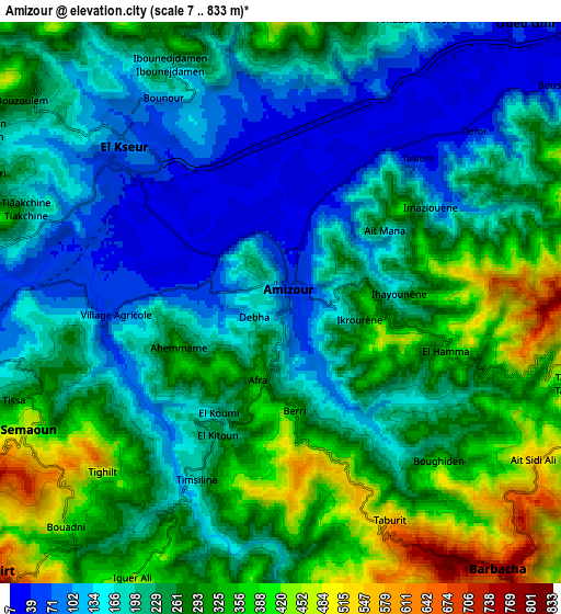 Zoom OUT 2x Amizour, Algeria elevation map