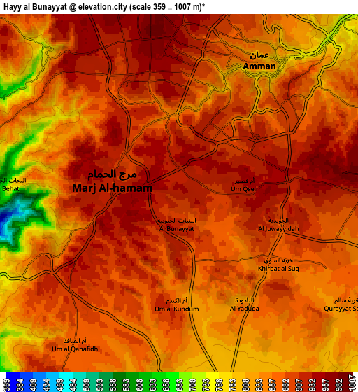Zoom OUT 2x Ḩayy al Bunayyāt, Jordan elevation map