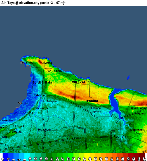 Zoom OUT 2x Aïn Taya, Algeria elevation map