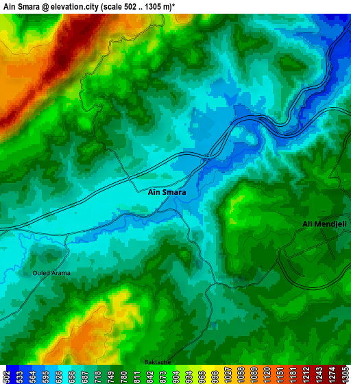 Zoom OUT 2x Aïn Smara, Algeria elevation map