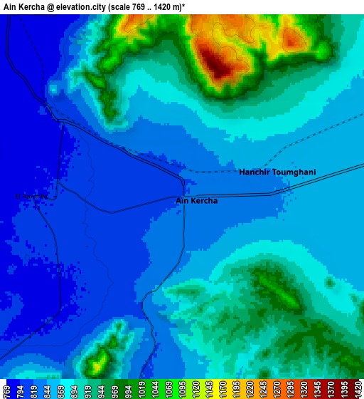 Zoom OUT 2x Aïn Kercha, Algeria elevation map