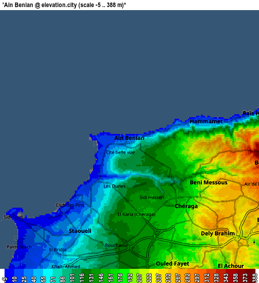 Zoom OUT 2x ’Aïn Benian, Algeria elevation map