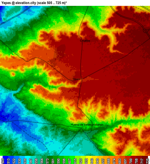 Zoom OUT 2x Yepes, Spain elevation map