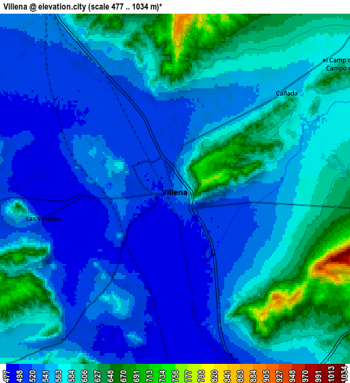 Zoom OUT 2x Villena, Spain elevation map