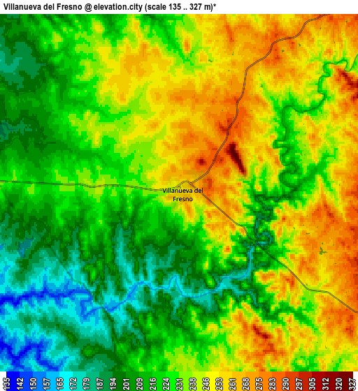 Zoom OUT 2x Villanueva del Fresno, Spain elevation map