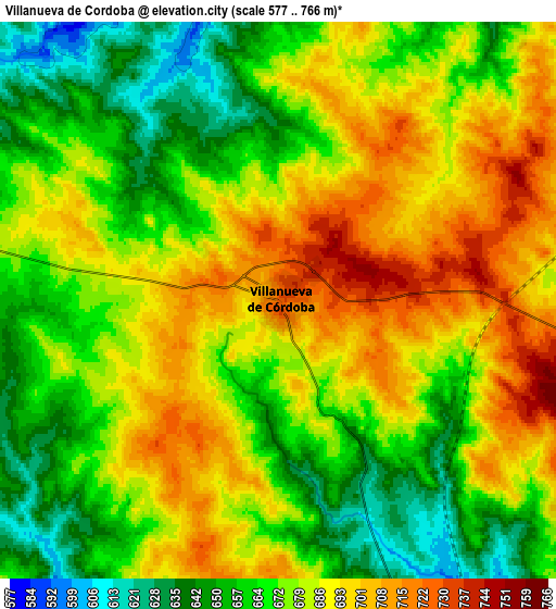 Zoom OUT 2x Villanueva de Córdoba, Spain elevation map