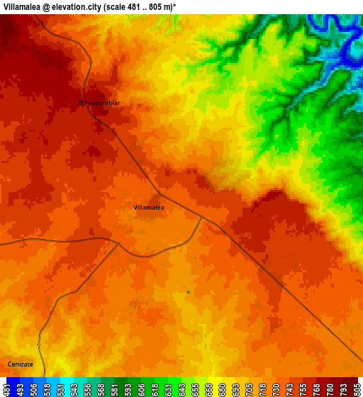 Zoom OUT 2x Villamalea, Spain elevation map