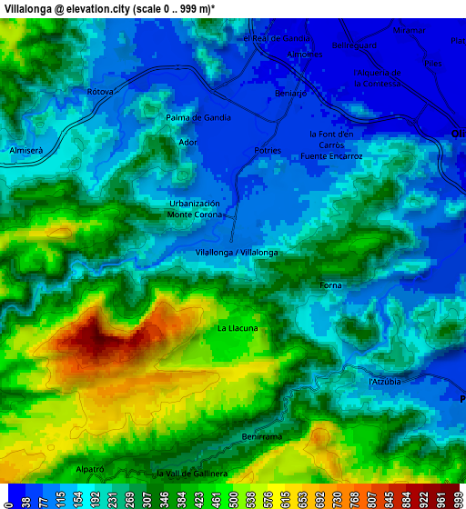 Zoom OUT 2x Villalonga, Spain elevation map