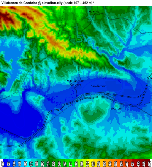 Zoom OUT 2x Villafranca de Córdoba, Spain elevation map