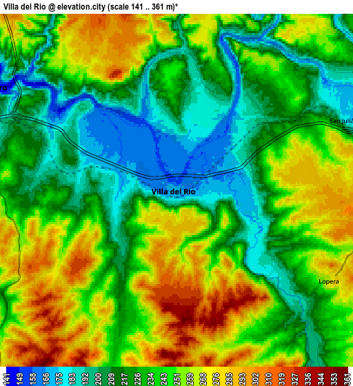 Zoom OUT 2x Villa del Río, Spain elevation map