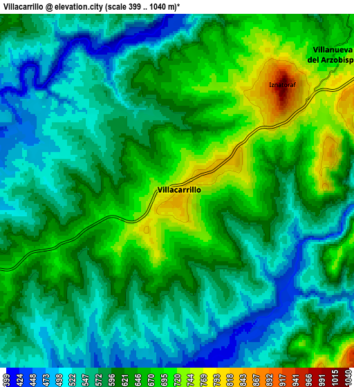 Zoom OUT 2x Villacarrillo, Spain elevation map