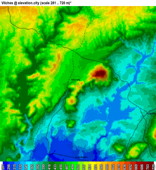 Zoom OUT 2x Vilches, Spain elevation map