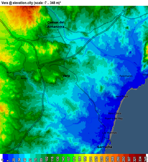 Zoom OUT 2x Vera, Spain elevation map