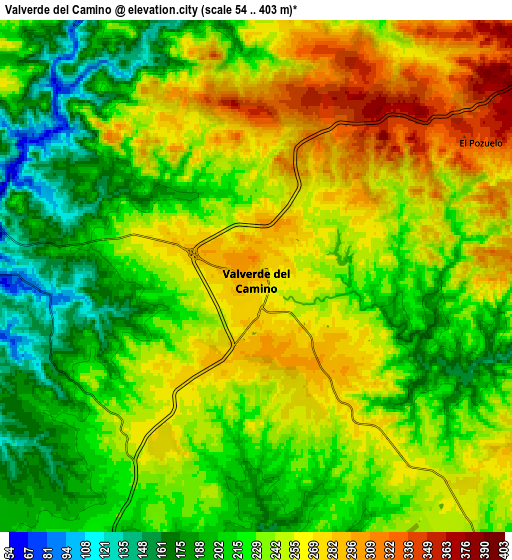 Zoom OUT 2x Valverde del Camino, Spain elevation map