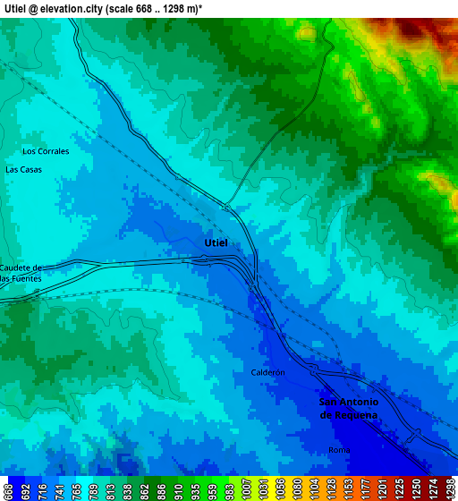 Zoom OUT 2x Utiel, Spain elevation map