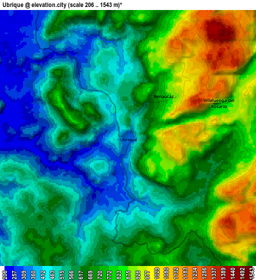 Zoom OUT 2x Ubrique, Spain elevation map