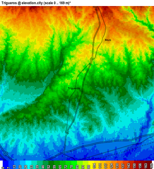 Zoom OUT 2x Trigueros, Spain elevation map