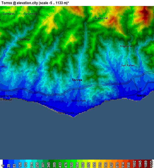 Zoom OUT 2x Torrox, Spain elevation map