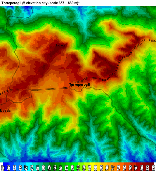 Zoom OUT 2x Torreperogil, Spain elevation map